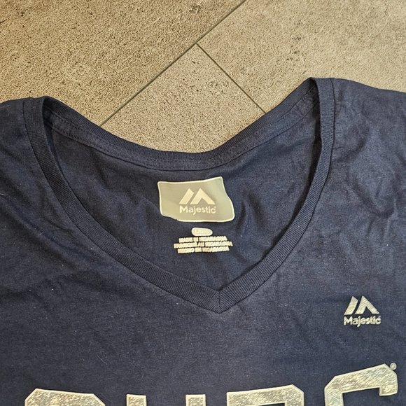 NEW Women Large L Chicago Cubs short sleeve shirt top silver sparkle blue MLB m - Picture 6 of 6